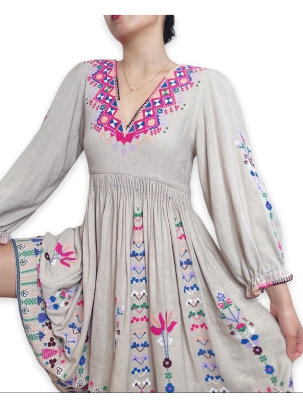 Ulla Johnson Vija Dress Dove Embroidered Silk Mini Dress Size 4